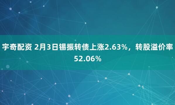 宇奇配资 2月3日锡振转债上涨2.63%，转股溢价率52.06%